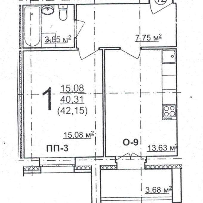 Однокомнатная квартира 44.39 кв.м. на 7 этаже по адресу мкр. Юрьевец, ул. Гвардейская, д. 5, кв. 26
