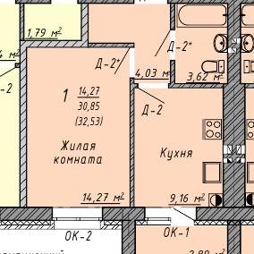 Однокомнатная квартира 32,53 кв.м. на 5 этаже по адресу Владимирская область, р-н Суздальский, с. Сновицы, ул. Речная, д. 2-б, кв. 34