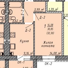 Однокомнатная квартира 32,30 кв.м. на 3 этаже по адресу Владимирская область, р-н Суздальский, с. Сновицы, ул. Речная, д. 2-б, кв. 45